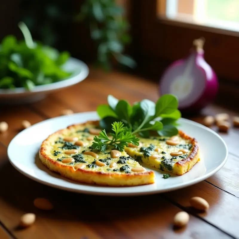 Tortilla de Espinacas y Piñones: Receta Catalana Sin Lactosa para Cenar ligero