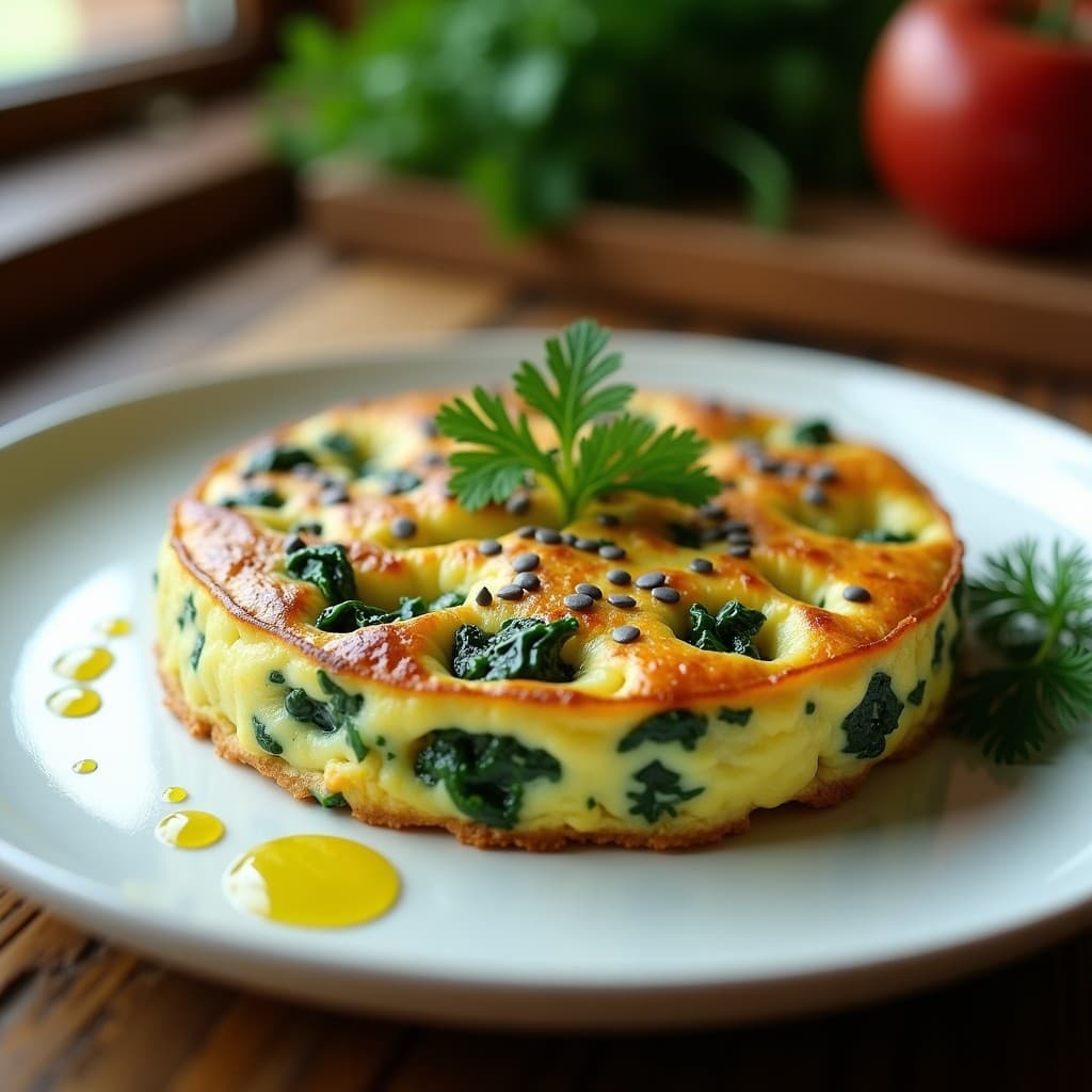 Tortilla de Espinacas y Queso de Anacardos con Semillas de Amapola: Receta Vegana para Desayuno