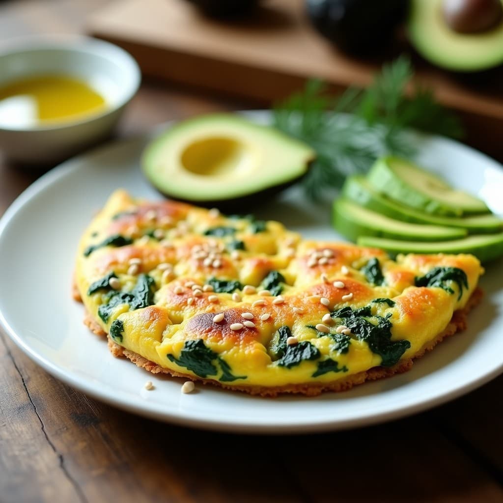 Tortilla de Espinacas y Queso de Anacardos con Toque de Nuez Moscada: Desayuno Keto