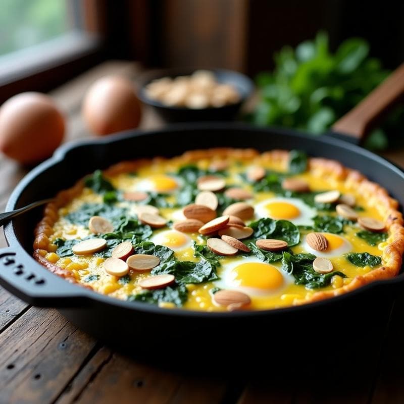 Tortilla de Espinacas y Queso de Cabra: Desayuno Keto en Sartén Antiadherente