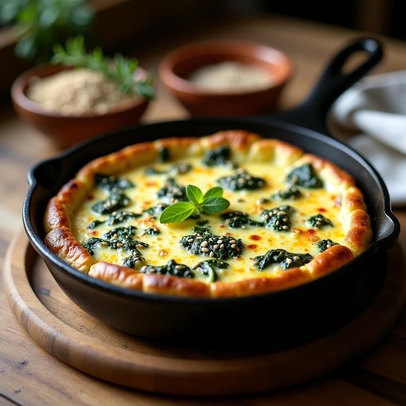 Tortilla de Espinacas y Queso de Cabra con Costra de Semillas: Receta Sin Harina en Sartén