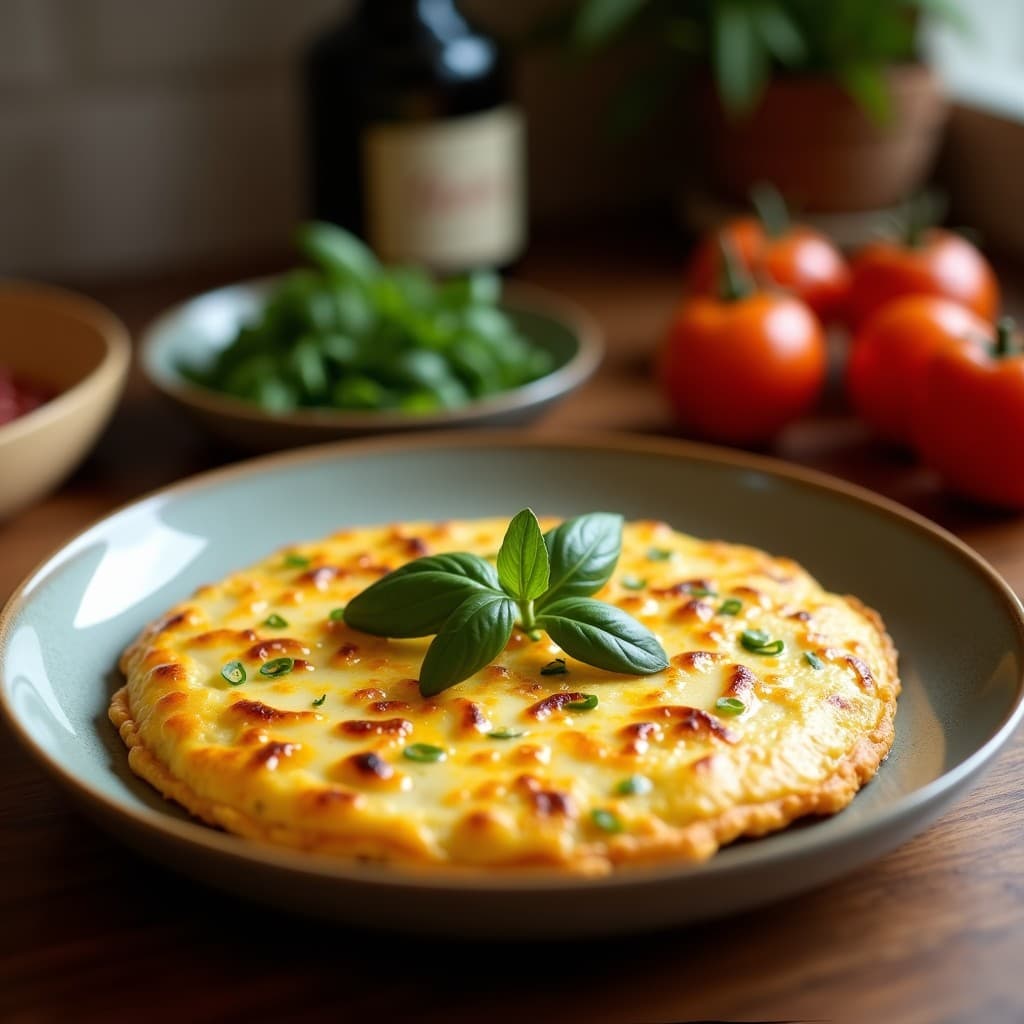 Tortilla de Espinacas y Queso de Oveja con Vinagreta de Granada: Desayuno Mediterráneo Sin Harina