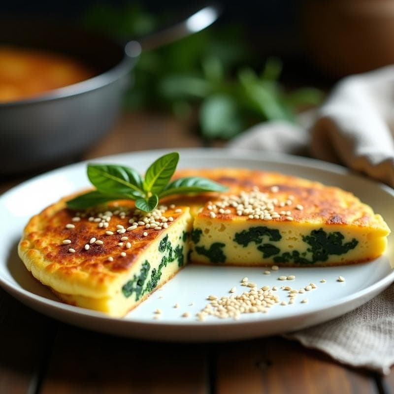 Tortilla de Espinacas y Tofu Ahumado: Receta en Ollas Superpuestas con Textura Esponjosa en 15 Minutos