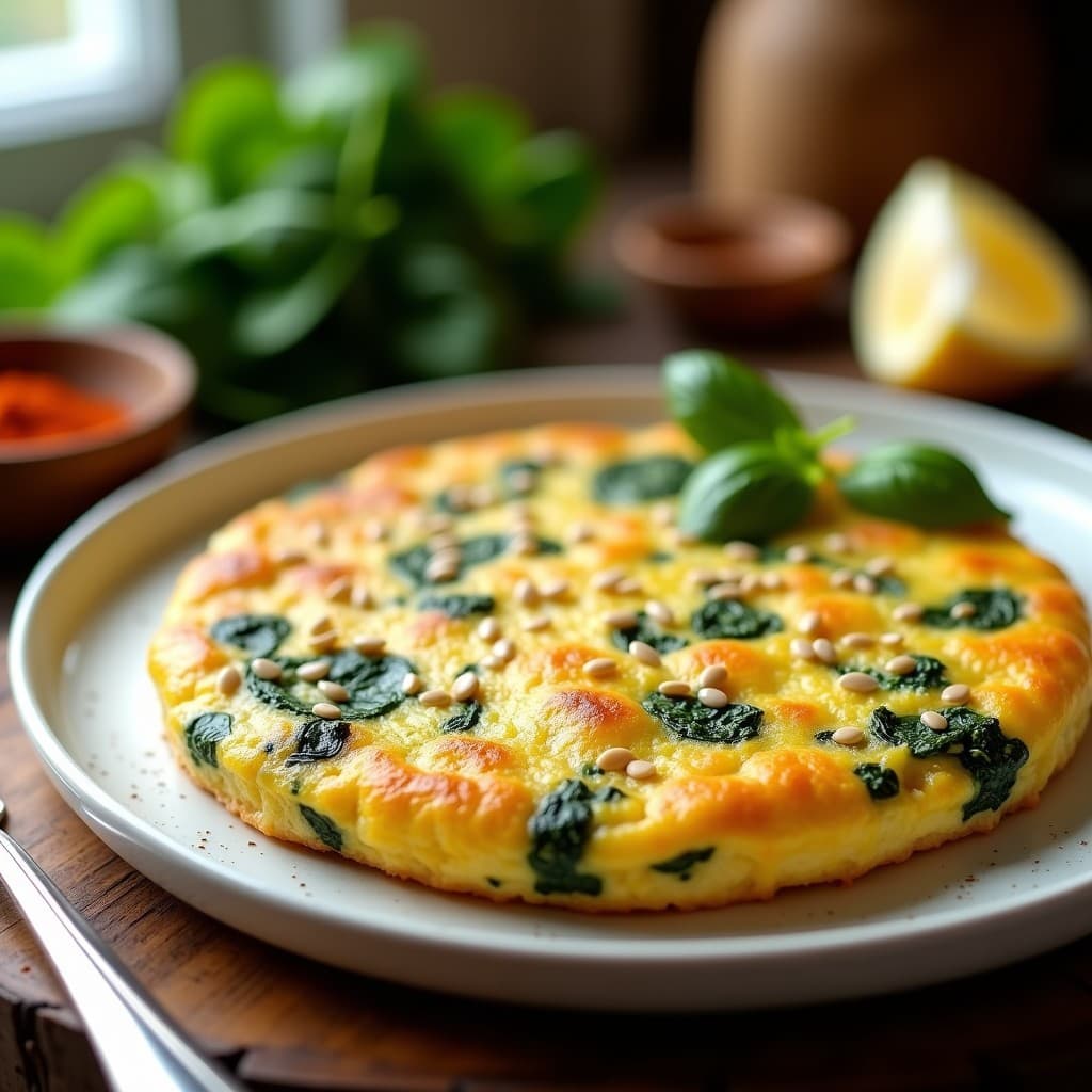 Tortilla de Espinacas y Tofu Sedoso con Pimentón de la Vera: Desayuno Vegano y Proteico