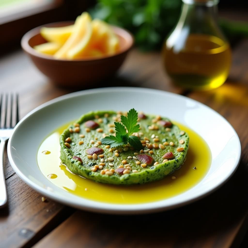 Tortilla de Espirulina y Calabacín con Aceite de Oliva: Desayuno Superfood Keto en 10 Minutos