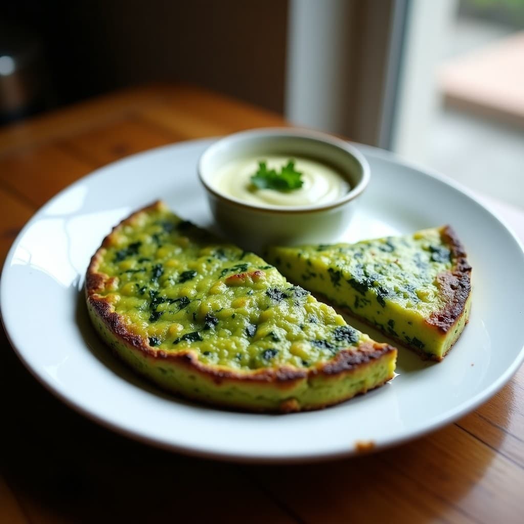 Tortilla de Espirulina y Calabacín con Alioli de Ajo Negro: Receta Sin Harina y Alta en Hierro