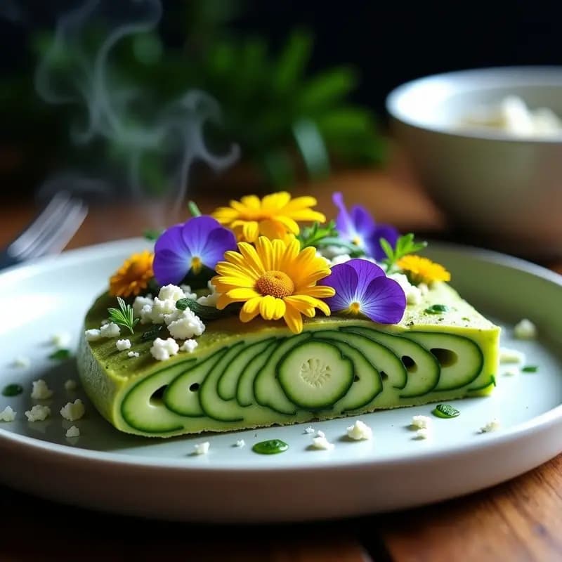 Tortilla de Espirulina y Calabacín con Flowers Edibles: Receta Estética y Nutritiva