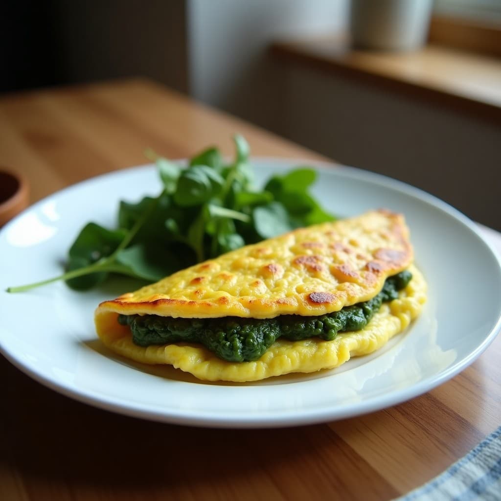 Tortilla de Espirulina y Calabacín: Desayuno Keto y RDV (Rico en Vitamina D) en Sartén