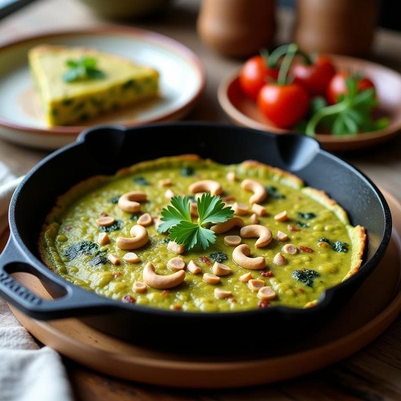 Tortilla de Espirulina y Calabacín: Desayuno Vegano Alto en Proteína en Sartén