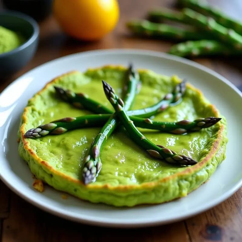 Tortilla de Espirulina y Espárragos Trinchados: Desayuno Verde Keto en Airfryer
