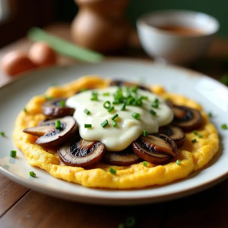 Tortilla Francesa con Champiñones Portobello y Queso de Cabra: Desayuno Francés Keto