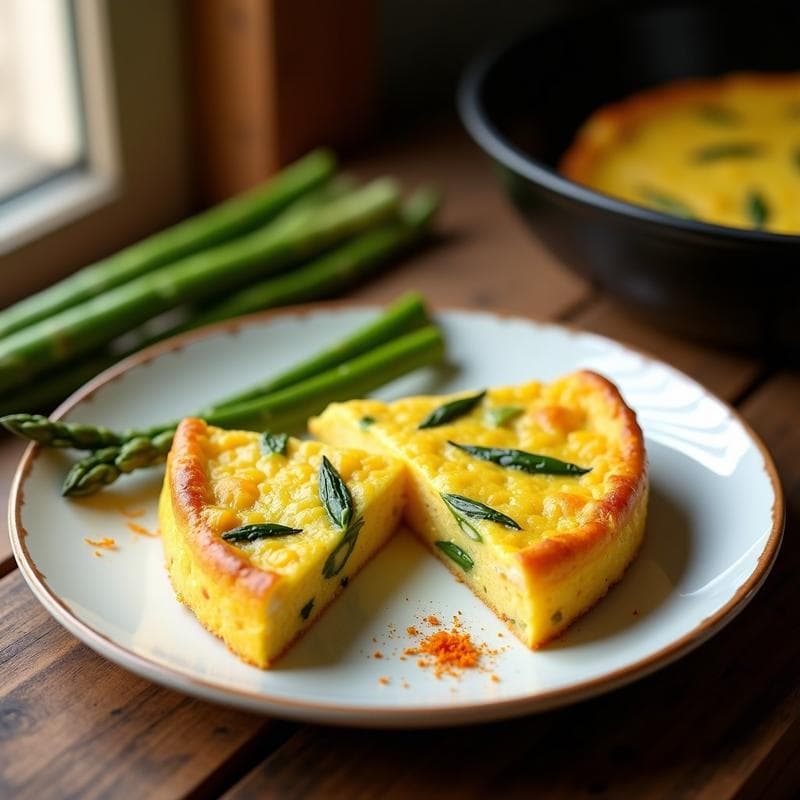 Tortilla de Garbanzo y Espárragos con Toque de Azafrán: Receta Española en Airfryer y Sin Gluten