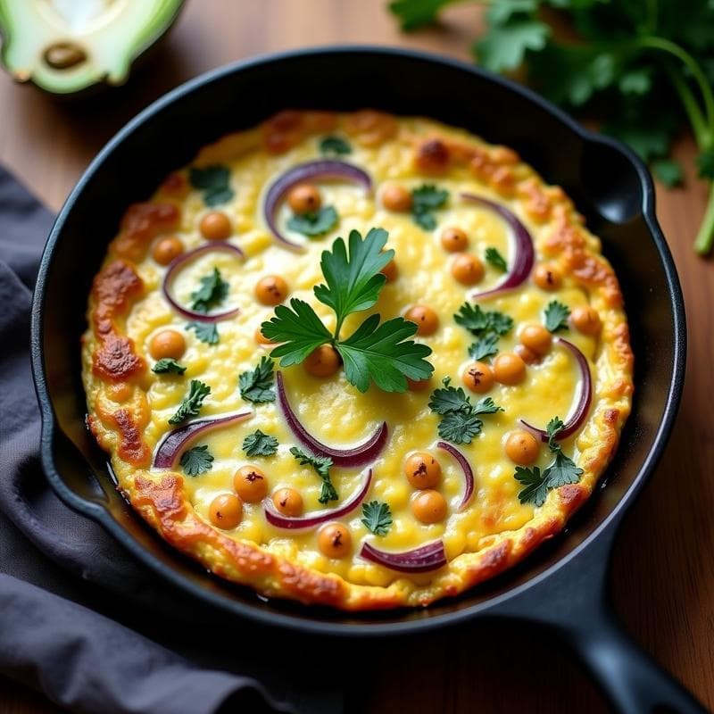 Tortilla de Garbanzos y Alcachofas: Receta Keto Sin Harina en Sartén
