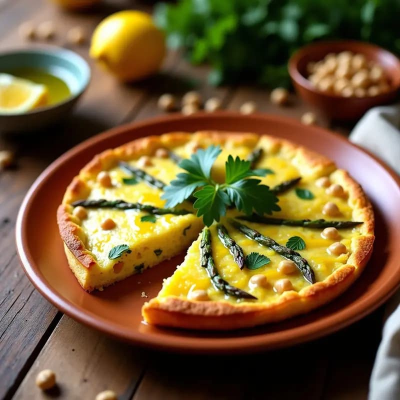 Tortilla de Garbanzos y Espárragos con Aceite de Argán: Receta Marroquí Sin Huevo