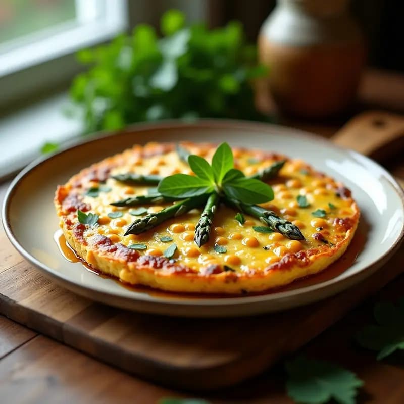 Tortilla de Garbanzos y Espárragos con Aceite de Oliva y Vinagre de Módena: Receta futura Sin Gluten