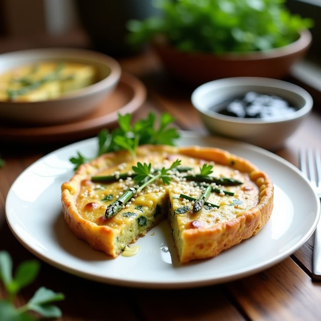 Tortilla de Garbanzos y Espárragos Trigueros con Alioli de Ajo Negro: Desayuno Vegano y Rápido