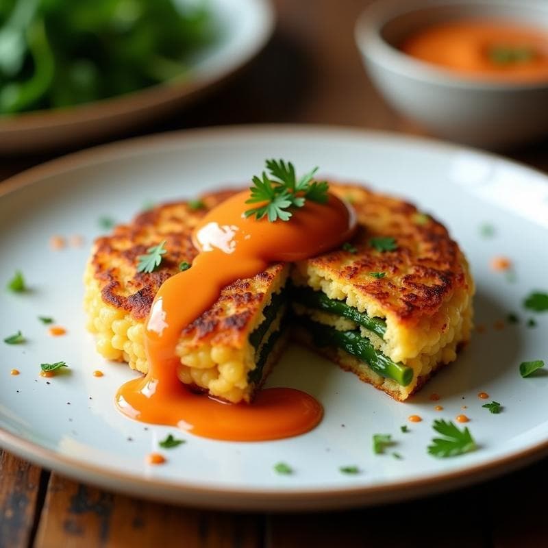 Tortilla de Garbanzos y Espárragos Trigueros con Romesco de Almendras: Receta en Airfryer Sin Huevo