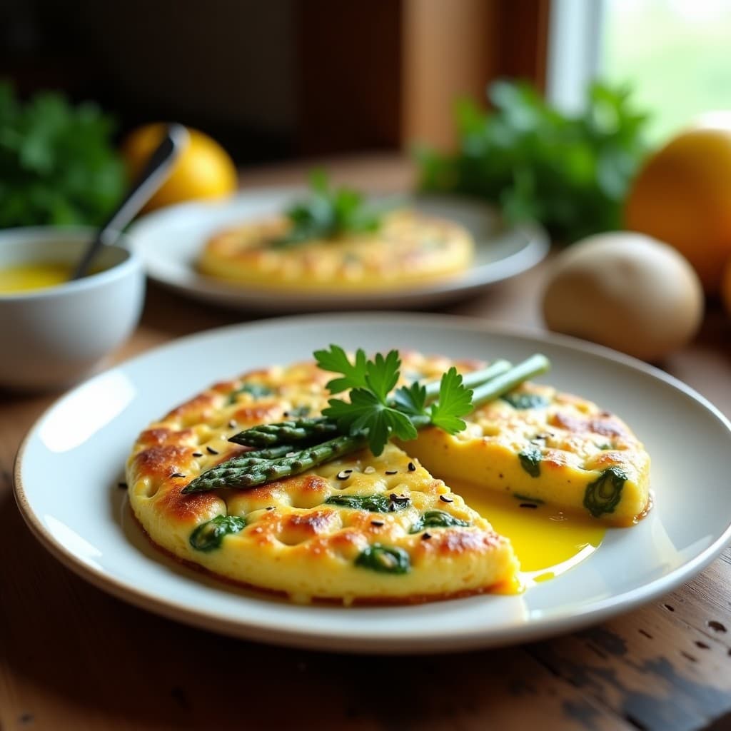 Tortilla de Garbanzos y Espárragos con Aliño de Limón: Receta Vegana en Thermomix