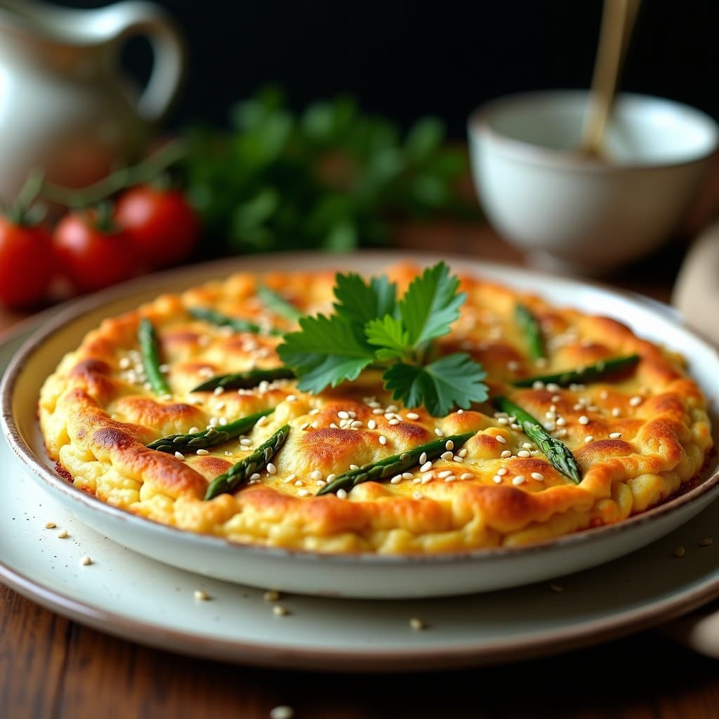 Tortilla de Garbanzos y Espárragos Trigos con Pimentón: Desayuno Español Vegano en Airfryer