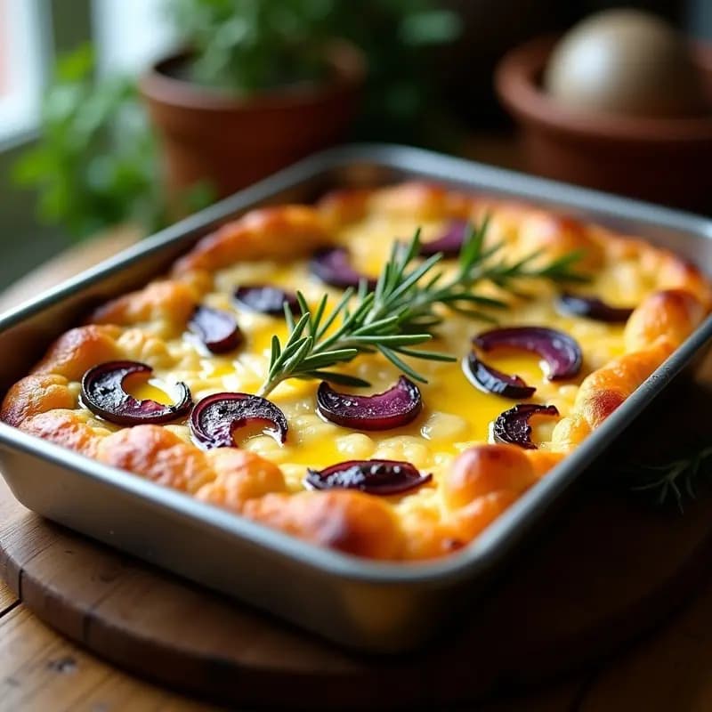 Tortilla de Garbanzos (Farínata) con Romero y Cebolla Morada: Receta Italiana Sin Gluten