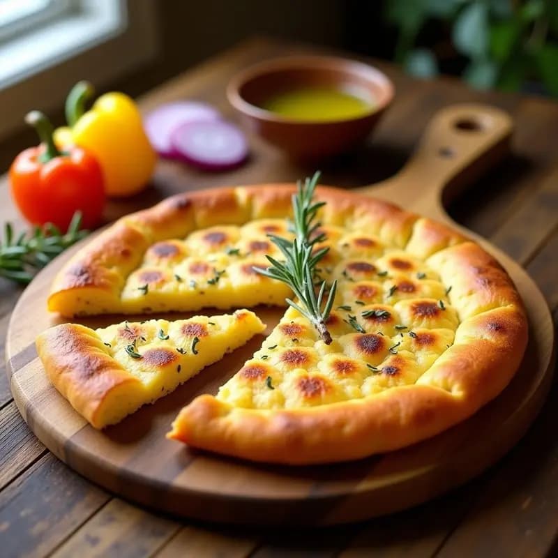 Tortilla de Garbanzos (Farínata) con Hierbas Provenzales: Receta Italiana Sin Gluten y Vegana