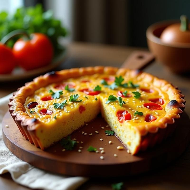 Tortilla de Garbanzos y Pimientos Asados: Desayuno Vegano Sin Huevos