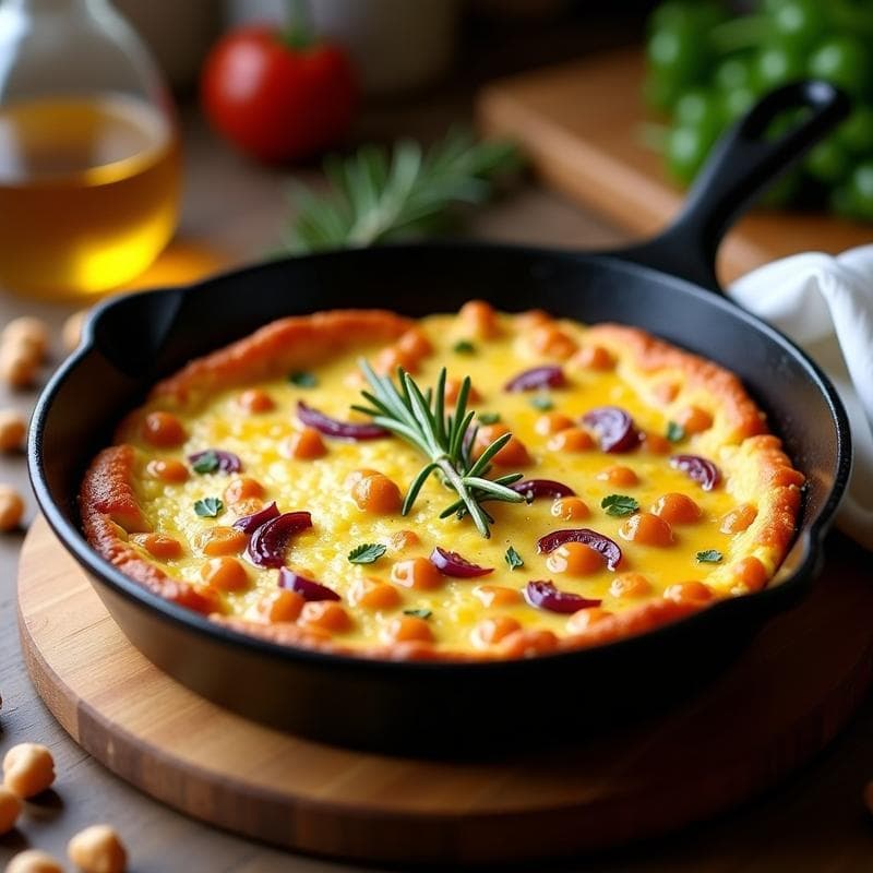 Tortilla de Garbanzos y Pimientos del Piquillo: Receta Vegana Española en Sartén
