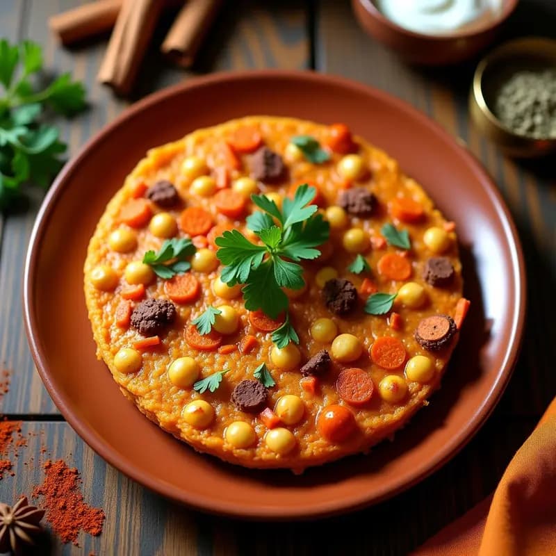 Tortilla de Garbanzos y Zanahoria Asada con Especias Ras el Hanout: Receta Marroquí en 20 Minutos