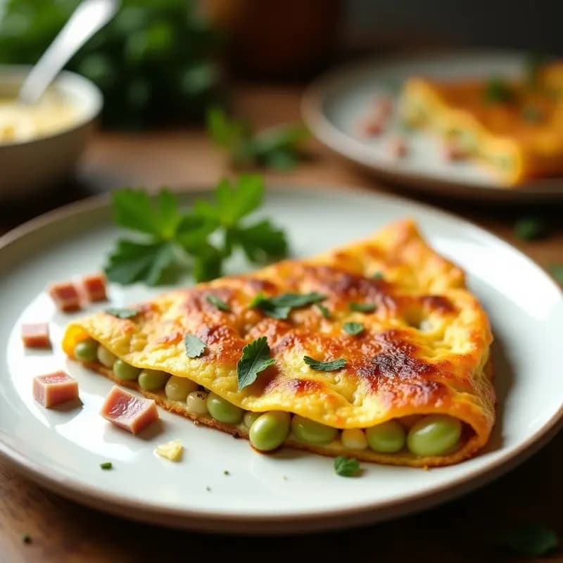 Tortilla de habas tiernas con jamón serrano: Receta primaveral de la huerta murciana