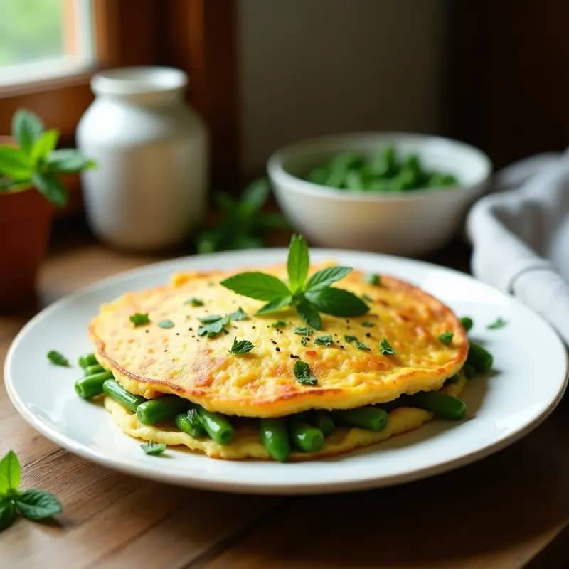 Tortilla de habas verdes con menta fresca: Receta de primavera andaluza en 15 minutos