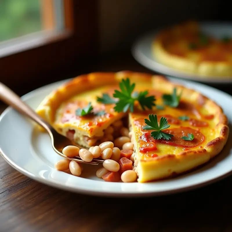 Tortilla de habichuelas con chorizo y pimentón: Receta de aprochar sobras de fabada
