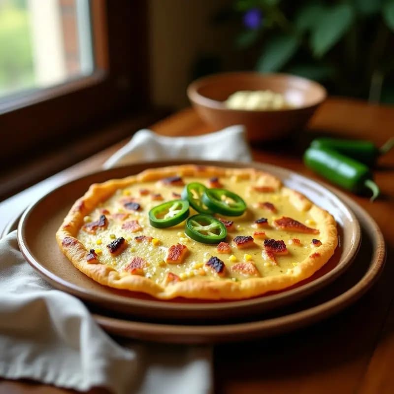 Tortilla de Harina con Chicharrón y Pimientos Verdes: Receta Extremeña de Aprovechamiento