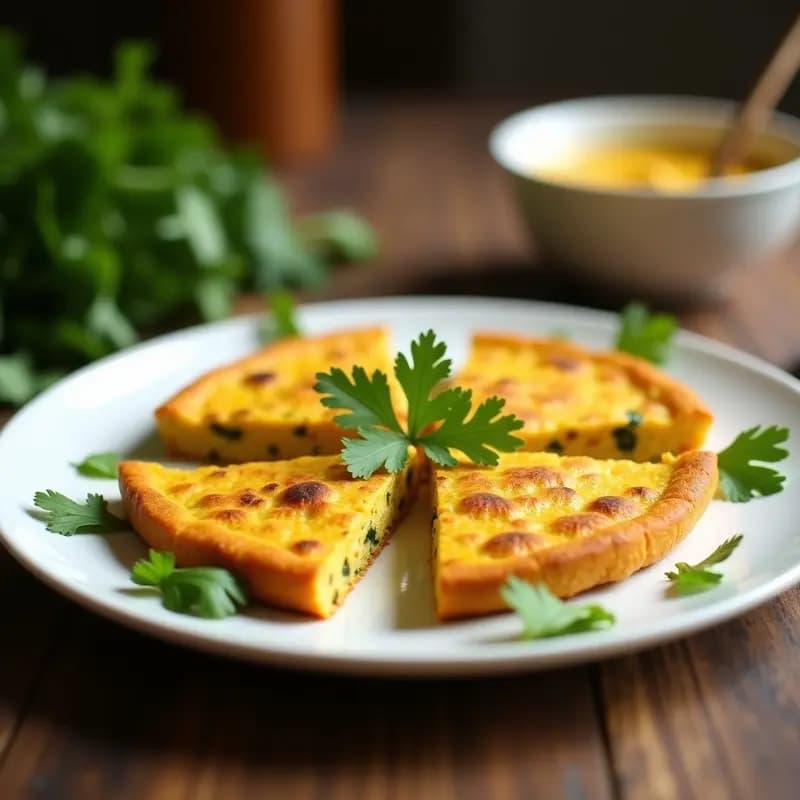 Tortilla de Harina de Chickpea y Calabacín con Curry: Desayuno Indio en Airfryer