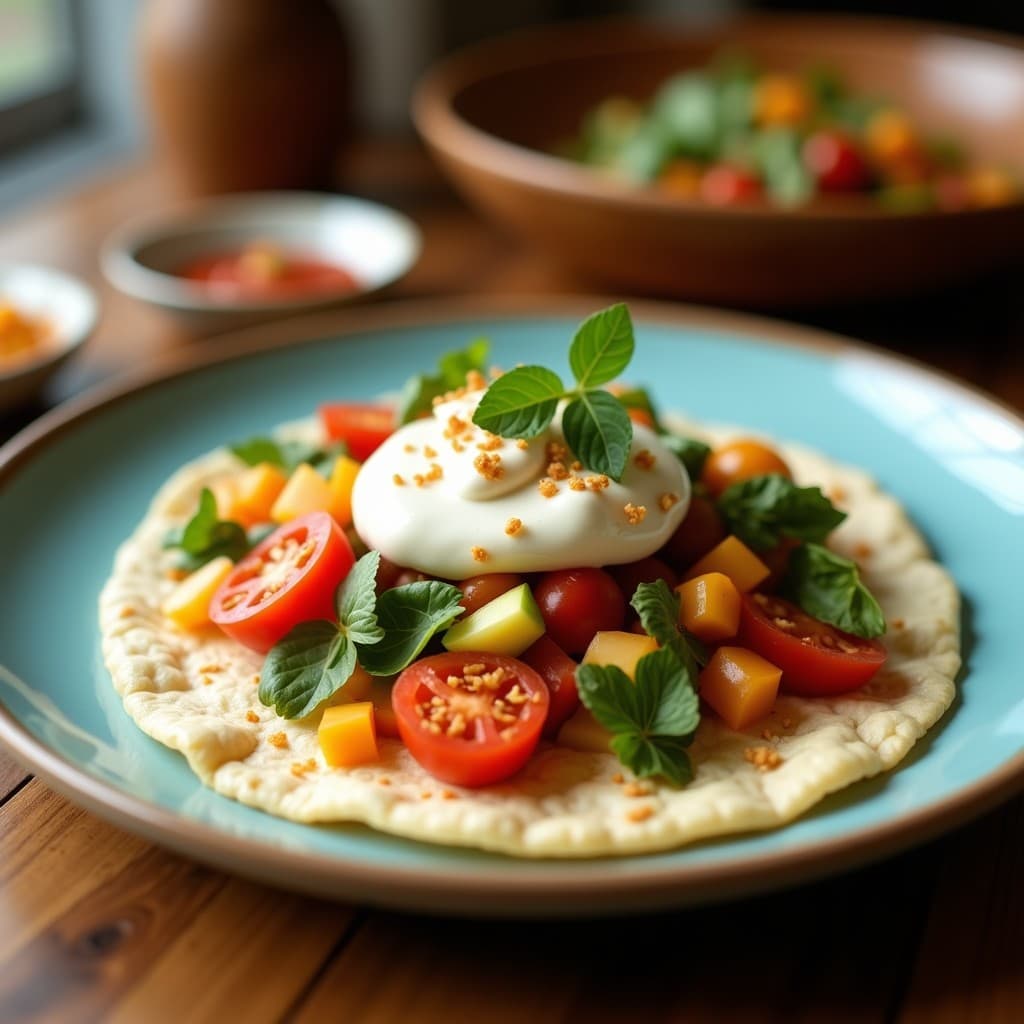 Tortilla de Harina de Coco con Vegetales Salteados y Salsa de Tahini: Desayuno Keto Sin Trigo