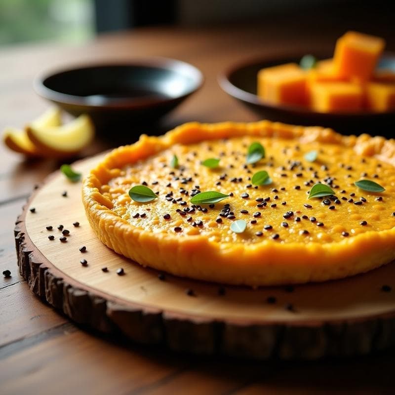 Tortilla de Harina de Garbanzo y Calabaza Kabocha: Desayuno Vegano con Toque Japonés