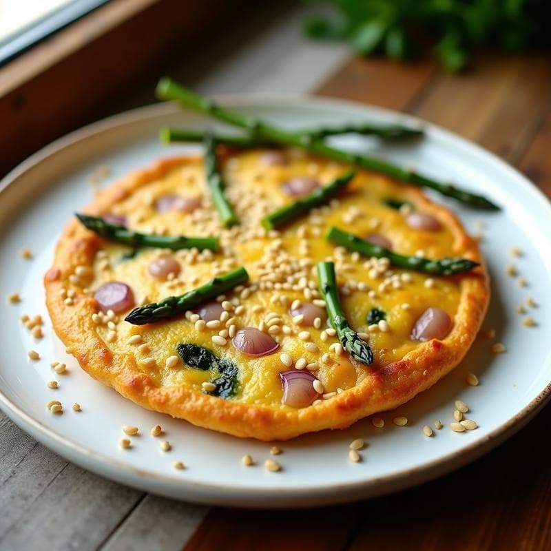 Tortilla de Harina de Garbanzo y Espárragos: Receta Sin Huevo y Rica en Fibra en Airfryer