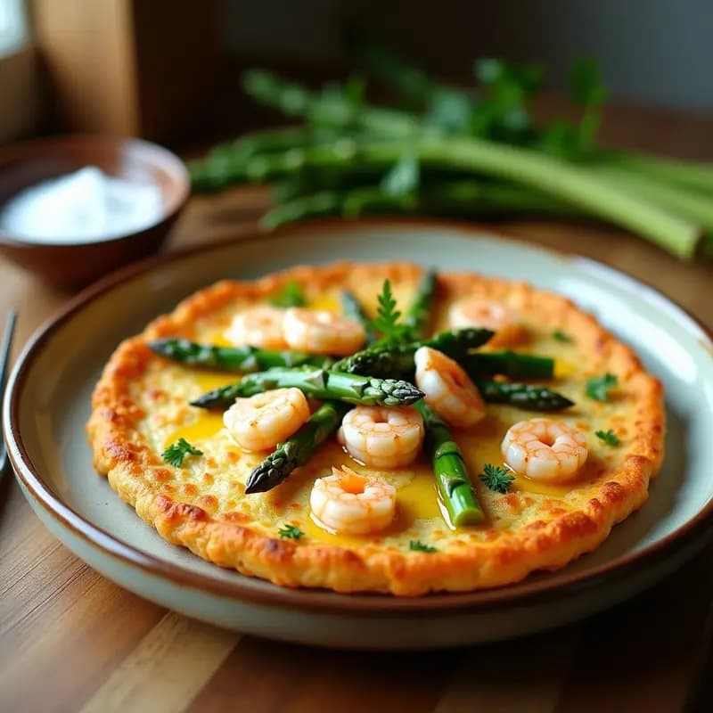 Tortilla de Harina de Garbanzo con Espárragos y Gambas: Receta de la Costa Gaditana Sin Gluten