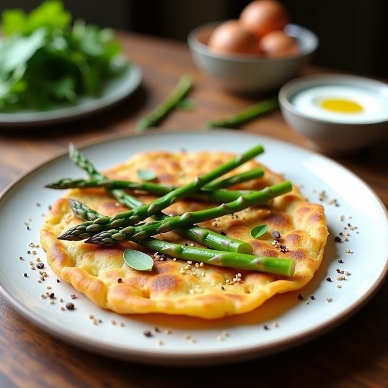 Tortilla de Harina de Garbanzo con Espárragos Trigueros: Desayuno Keto y Sin Gluten