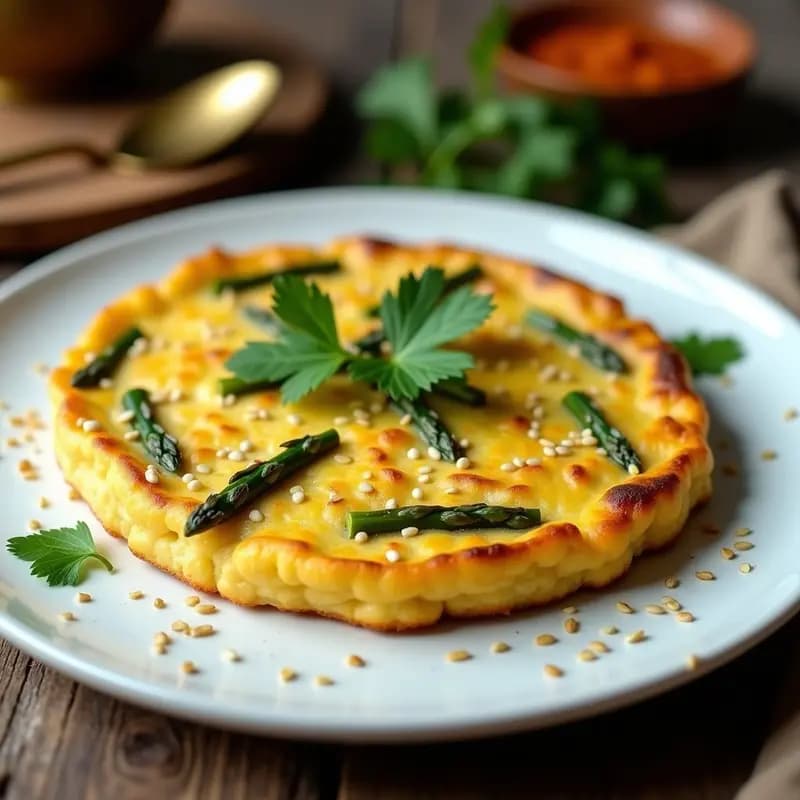 Tortilla de Harina de Garbanzo y Espárragos Blancs: Desayuno Indio Sin Huevos en Thermomix
