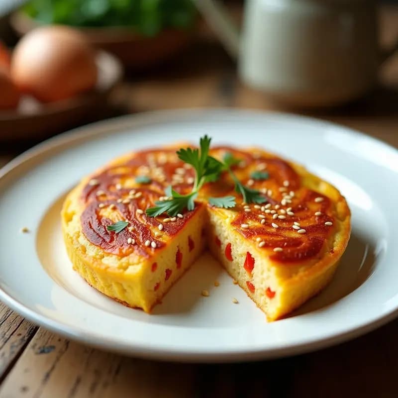 Tortilla de harina de garbanzo con pimientos asados: Receta vegetariana sin huevo