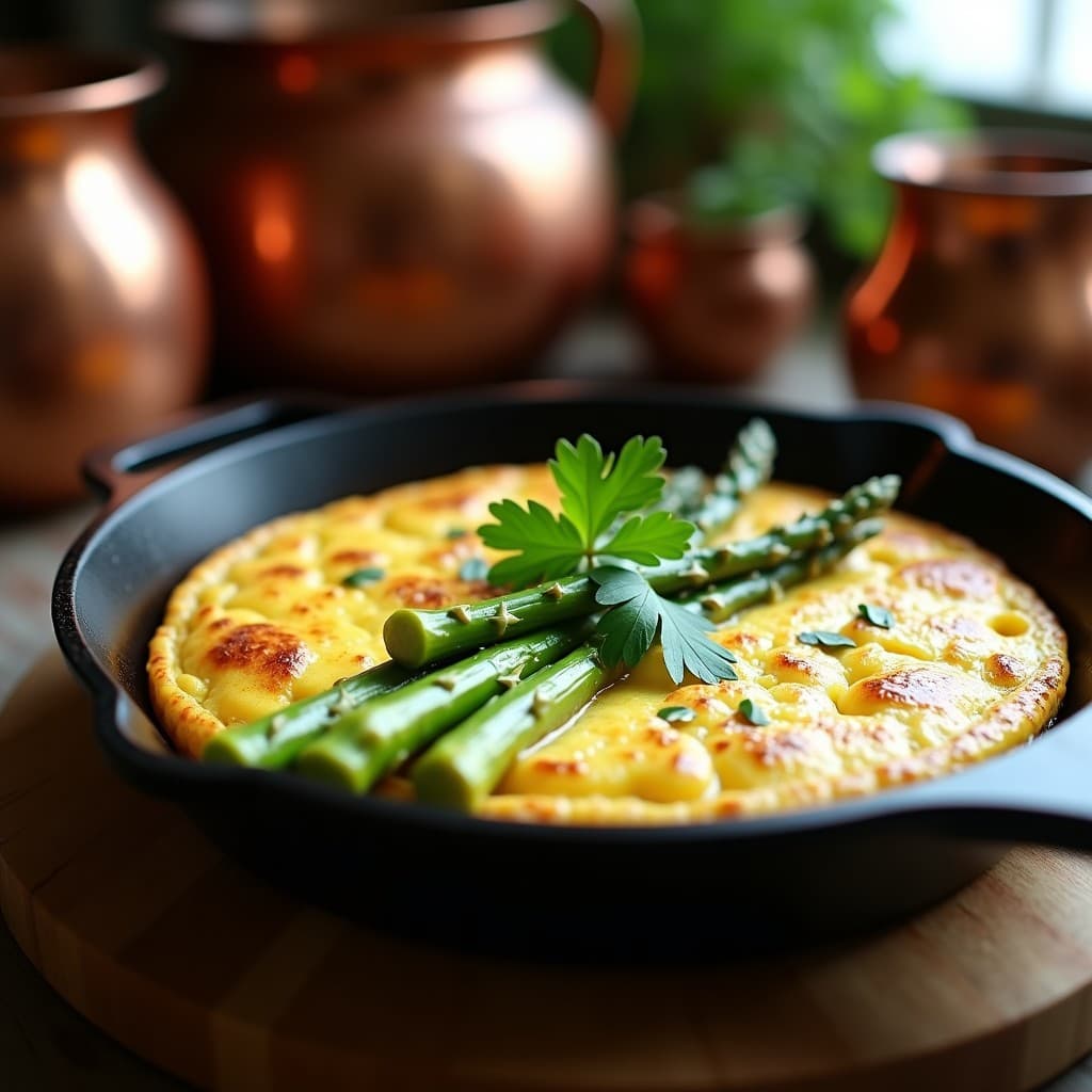 Tortilla de Kefir y Espárragos Verdes: Desayuno Turco Alto en Proteína