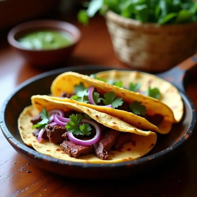 Tortilla de Maíz con Asado de Tira: Receta Mexicana Tradicional en Comal