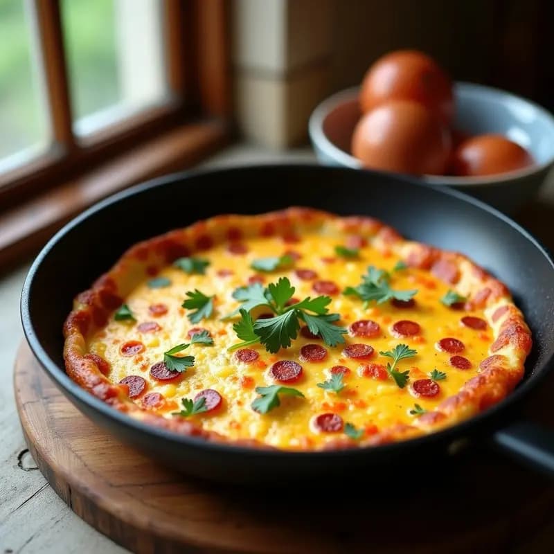 Tortilla de Papa y Chorizo Colorados: Desayuno Argentino en Sartén Antiadherente