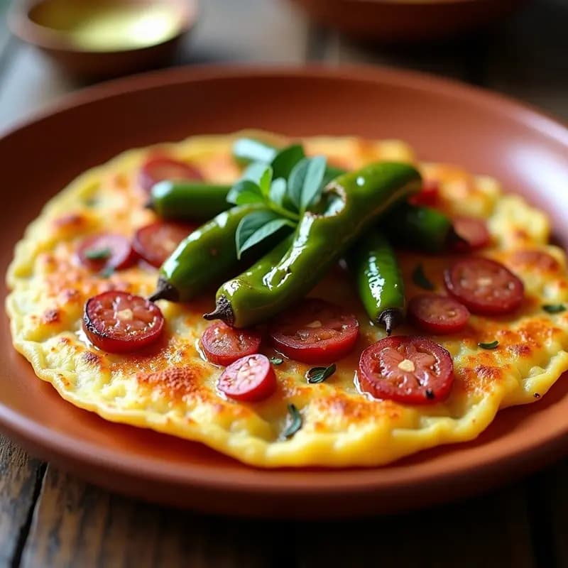Tortilla de Papa y Chorizo de Seitan con Pimientos de Padrón: Receta Española Vegana