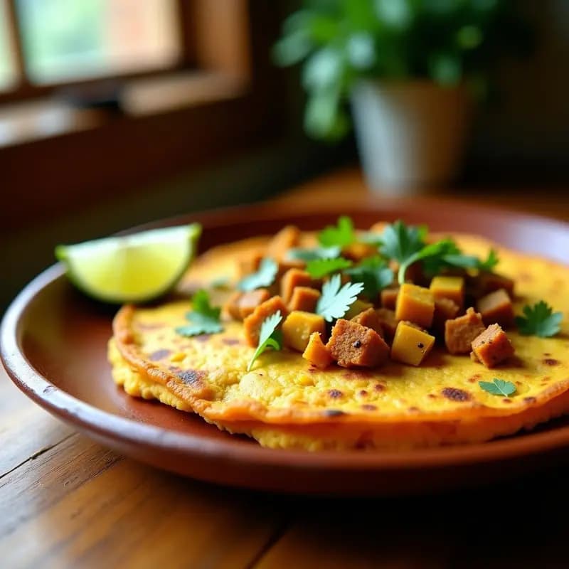 Tortilla de Papa y Chorizo de Tempeh: Desayuno Colombiano Alta en Proteína