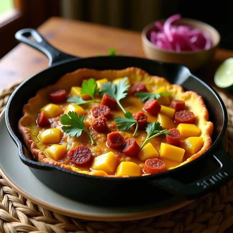 Tortilla de Papa Cola con Chorizo Colorado: Receta Colombiana en Sartén