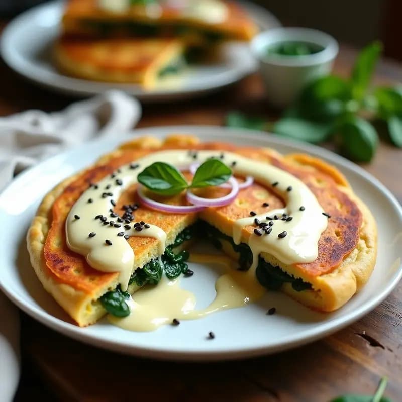 Tortilla de Papa y Espinaca con Queso de Anacardos: Desayuno Vegano y Sin Lactosa
