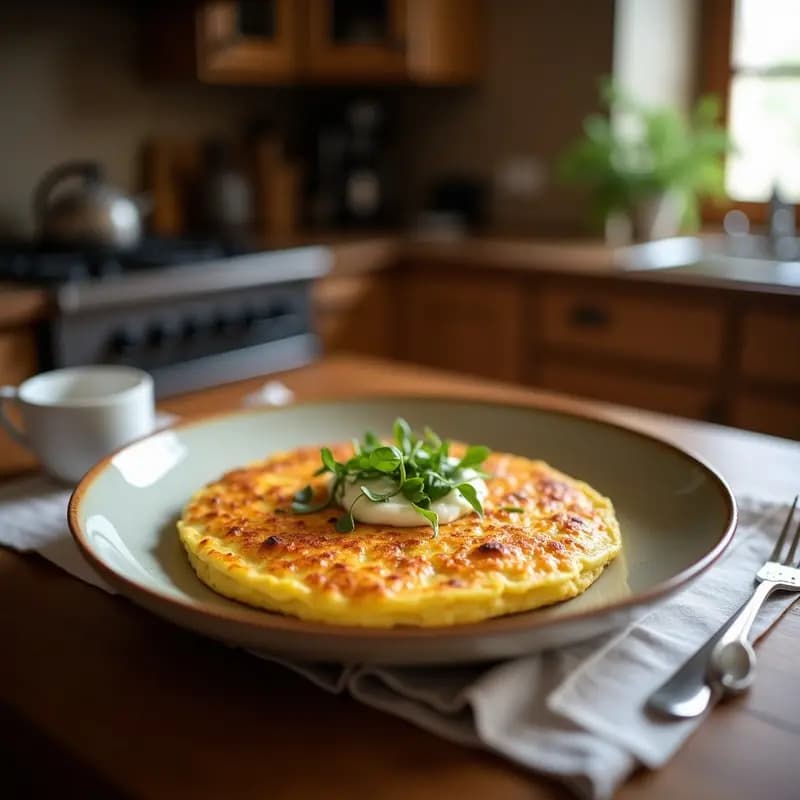 Tortilla de Papa y Puerro con Queso de Cabra: Receta Española de Montaña en Sartén