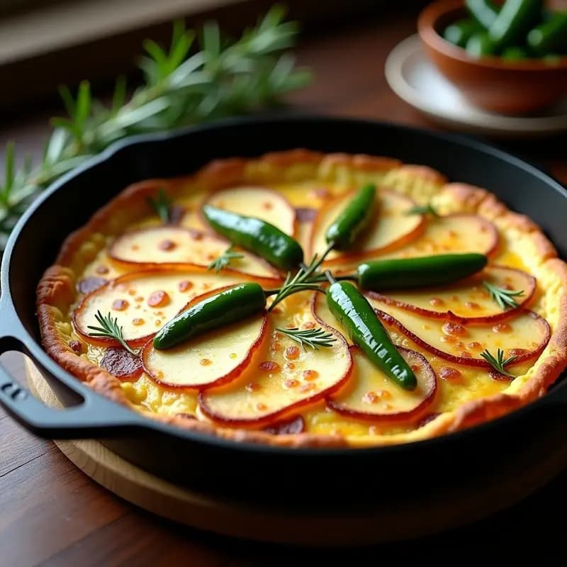 Tortilla de Papas con Pimientos de Padrón y Queso Idiazábal: Receta Española con Toque Vasco