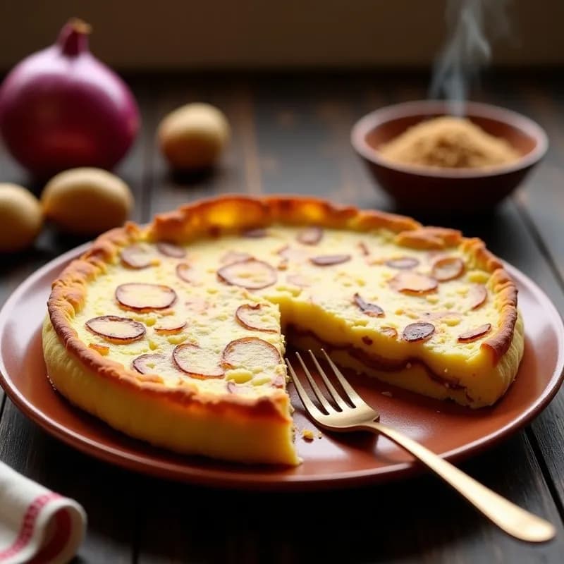 Tortilla de Patata con Cebolla Caramelizada: Receta en Thermomix Sin Aceite y Esponjosa